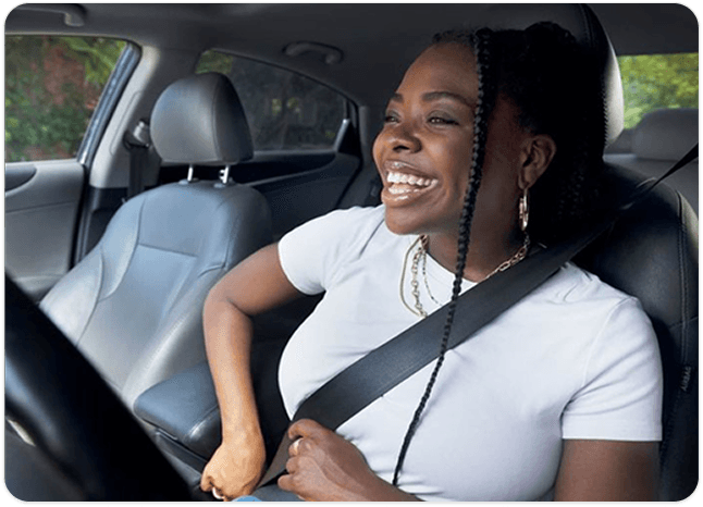 Woman driving with confidence